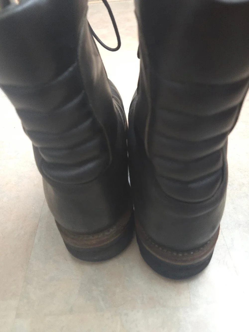 Chippewa Men's Leather Insulated Black Work Boots with Cream Lining Size 9.5